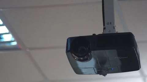 Turn on the projector Stock Footage 92048341