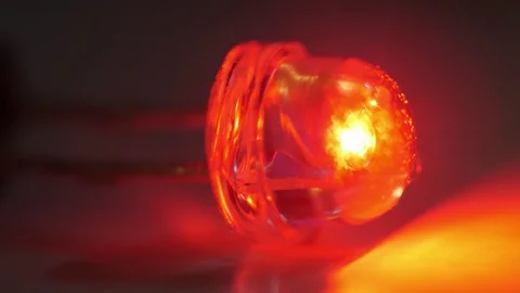 Turn on red led macro 4k Stock Footage 70635326