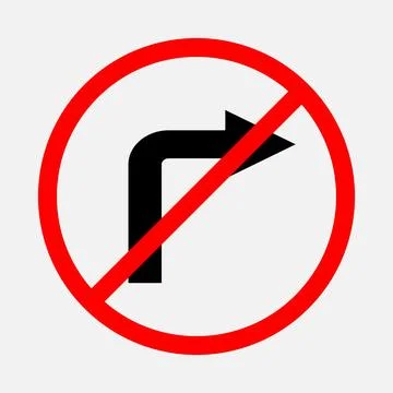 Turn Right Prohibited Stock Illustration
