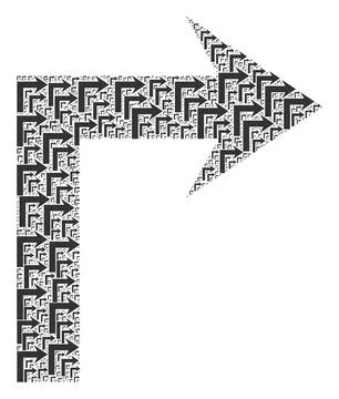 Turn Right Recursion Collage of Itself Items Stock Illustration