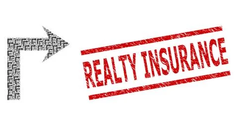 Turn Right Recursion Collage of Turn Right Items and Grunge Realty Insurance Illustrazione stock