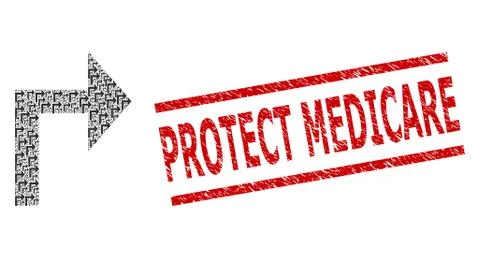 Turn Right Recursive Collage of Turn Right Items and Textured Protect Medicare Illustrazione stock