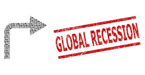 Turn Right Recursive Composition of Turn Right Icons and Textured Global Illustrazione stock