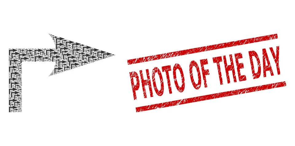 Turn Right Recursive Composition of Turn Right Items and Textured Photo of the Illustrazione stock