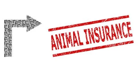 Turn Right Recursive Mosaic of Turn Right Icons and Distress Animal Insurance 스톡 일러스트