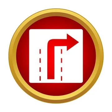 Turn right red arrow road sign icon Illustrazione stock