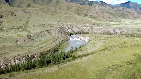 Turn the river in the mountain Altai Stock-Footage 67834751