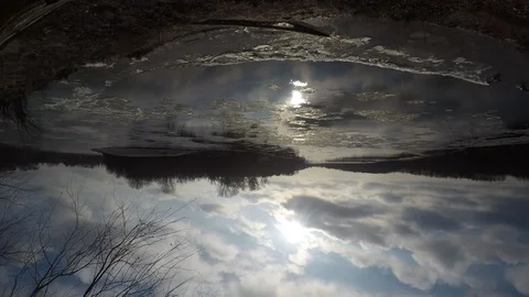 Turn of the river, timelapse, ice, tree 스톡 동영상 121169986