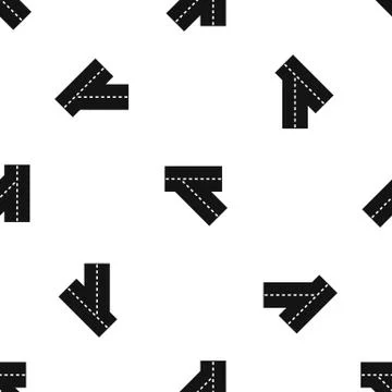 Turn road pattern seamless black Stock Illustration