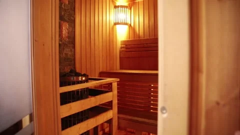 Turn on the sauna light Stock Footage 168151989