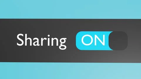 Turn on Sharing button, slider. Mobile interface of cloud sharing. loud stora Illustrazione stock