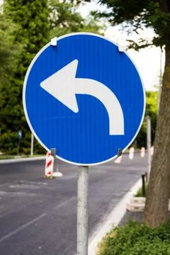 Turn sign going left Stock Photos