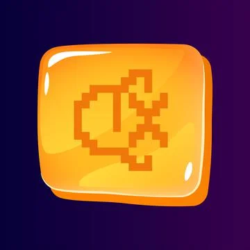 Turn off signals glossy ui button with pixelated icon Stock Illustration