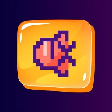 Turn off signals glossy ui button with pixelated color icon Stock Illustration