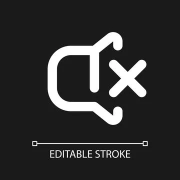 Turn off sound pixel perfect white linear ui icon for dark theme Stock Illustration