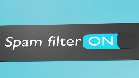 Turn on Spam Filter button, slider. Secure internet connection. Blocking bypass. Stock Footage 200853372
