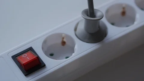 Turn On Off Switch Of Electricity Extension Cord Stock-Footage 95343344