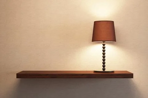 Turn on table lamp on the shelf Stock Illustration