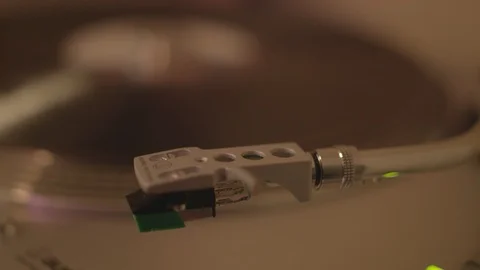 Turn Table Needle Close Up Record Player Vinyl Video stock 125063104