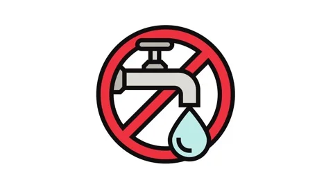 Turn off tap reminder water saving color icon animation Stock Footage 326109757