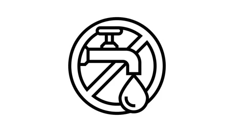 Turn off tap reminder water saving line icon animation Stock Footage 326127031