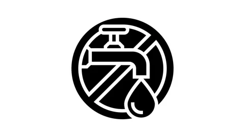 Turn off tap reminder water saving glyph icon animation Stock Footage 326146930
