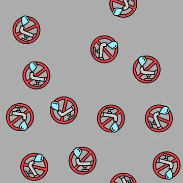Turn off tap reminder water saving vector seamless pattern Stock Illustration
