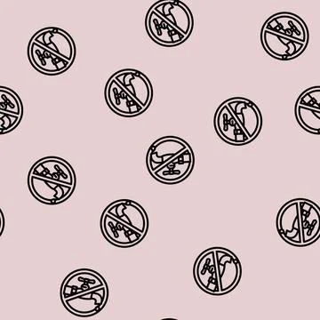 Turn off tap reminder water saving line vector seamless pattern Stock Illustration