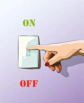 Turn off toggle style electric light wall switch. Conserve energy. Stock Illustration