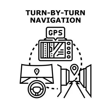 Turn by turn navigation driving guidance concept Stock Illustration