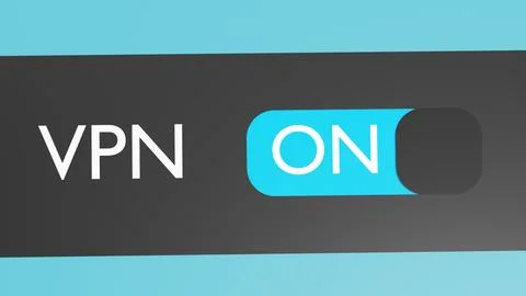 Turn on VPN button, slider. Virtual Private Network. Secure internet connecti Illustrazione stock