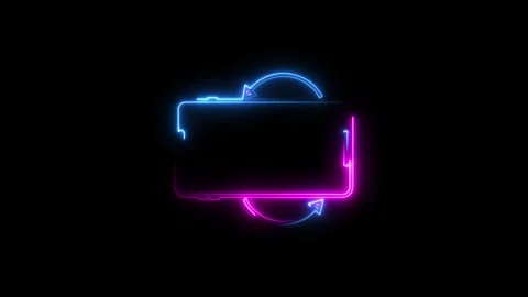 Turn you Smart phone. Turn concept neon Smart phone. Please Rotate Your Pho.. Stock Footage 293485504