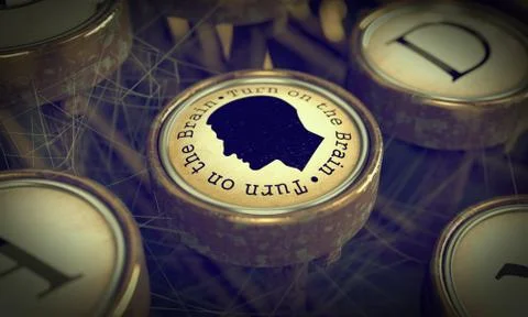 Turn On Your Brain -  Typewriter Key. Stock Illustration