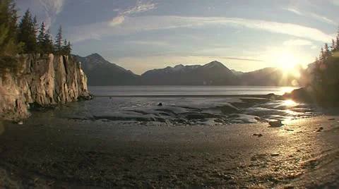 Turnagain Arm Mud Flats Tide Timelapse Stock Footage