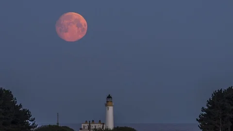 Turnberry - Full Flower Super Moon(setting) Stock Footage 129831759