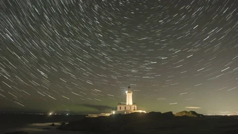 Turnberry lighthouse startrails Stock Footage 164542902