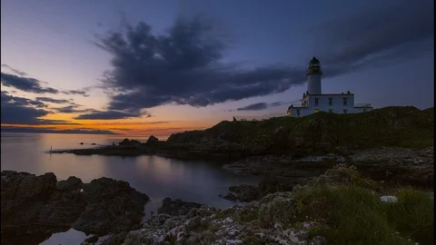 Turnberry lighthouse at sunset -2 Stock Footage 122433978