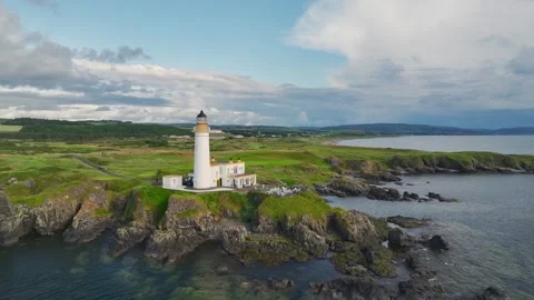 Turnberry Lighthouse, Turnberry Point Lighthouse, Trump Turnberry, Scotland, UK 스톡 동영상 244798486