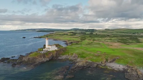Turnberry Lighthouse, Turnberry Point Lighthouse, Trump Turnberry, Scotland, UK Stock Footage 244802291