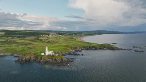 Turnberry Lighthouse, Turnberry Point Lighthouse, Trump Turnberry, Scotland, UK Stock Footage 244802305