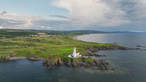 Turnberry Lighthouse, Turnberry Point Lighthouse, Trump Turnberry, Scotland, UK 스톡 동영상 244802345