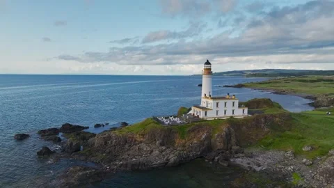 Turnberry Lighthouse, Turnberry Point Lighthouse, Trump Turnberry, Scotland, UK Stock Footage 244802360