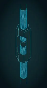 Turnbuckle isometric blueprint Stock Illustration