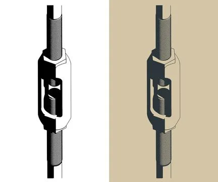 Turnbuckle isometric technical illustrations Stock Illustration