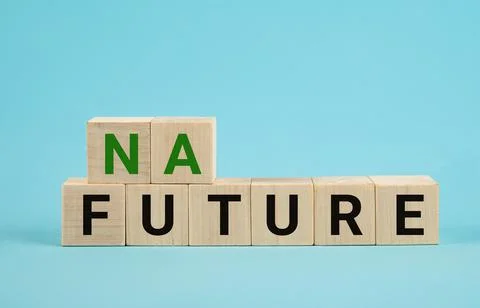 Turned a cube and changed the word 'future' to 'nature' or vice versa. Turns Stock-Fotos