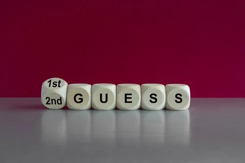 Turned a cube and changes the expression 2nd guess to 1st guess Foto stock