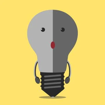 Turned off lightbulb character Stock Illustration