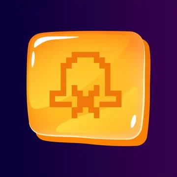 Turned off notifications glossy ui button with pixelated icon Stock Illustration