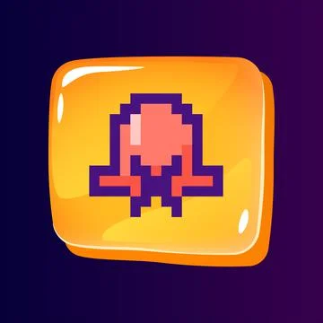 Turned off notifications glossy ui button with pixelated color icon Stock Illustration