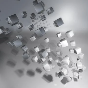 Turned silver cubes and vortex and chromium Stock-Illustration